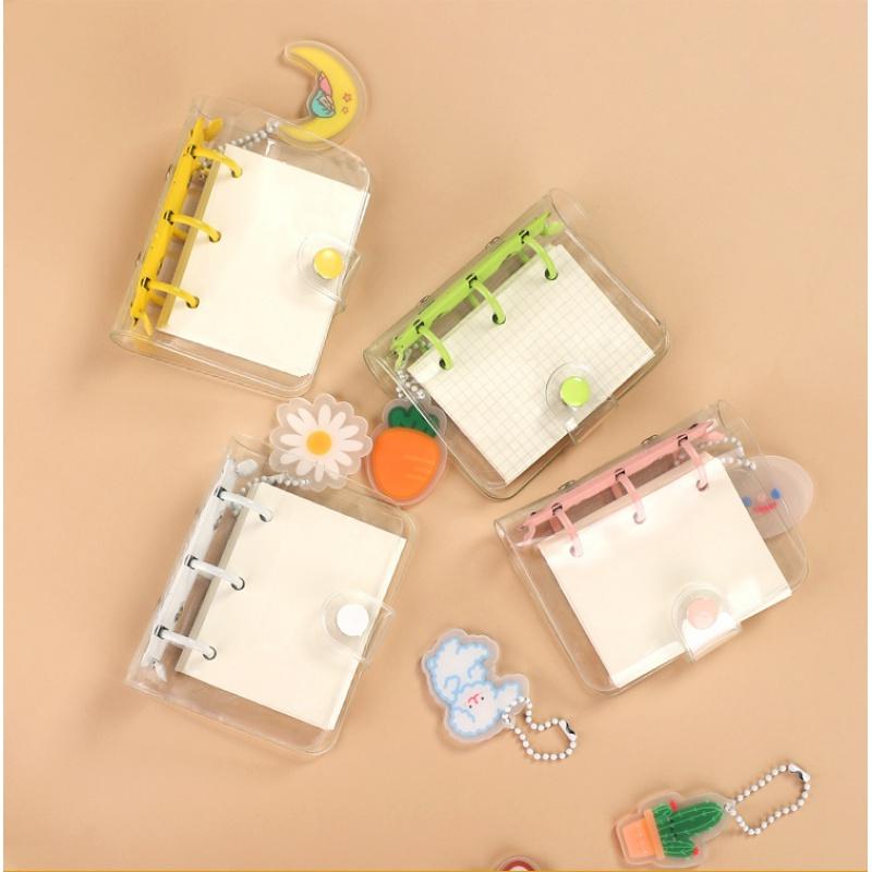 Cute Transparent 3 Ring Mini Loose-leaf Notebook Student Portable Hand Book Ring Binder Kawaii School Supplies Stationery