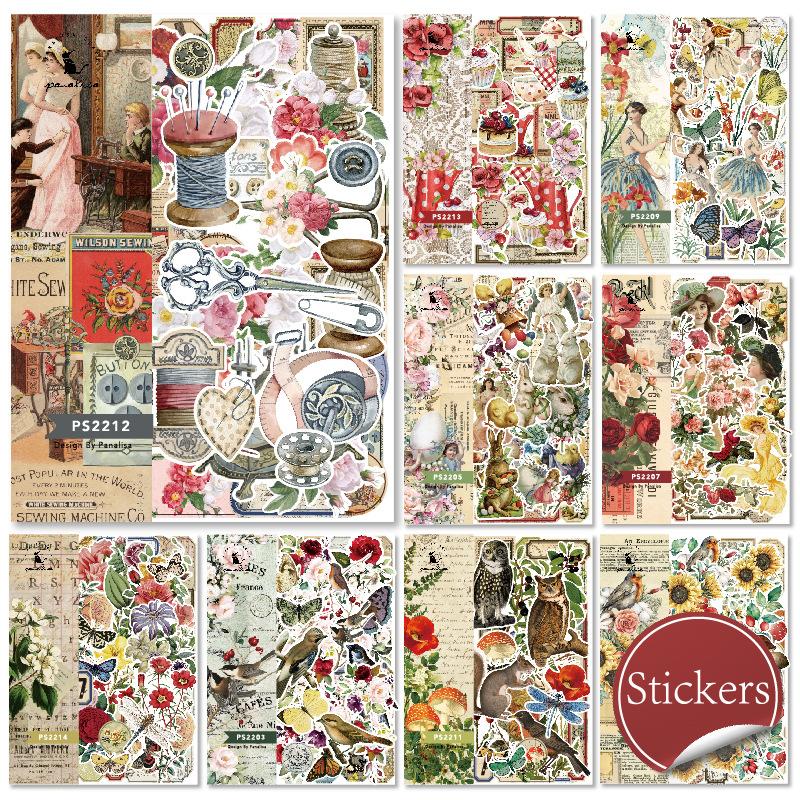 Art Vintage Journal Has Back Glue Paper Bags scrapbook stickers