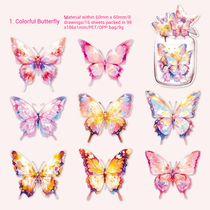 Journal Sticker Pack (PET Colorful butterflies）