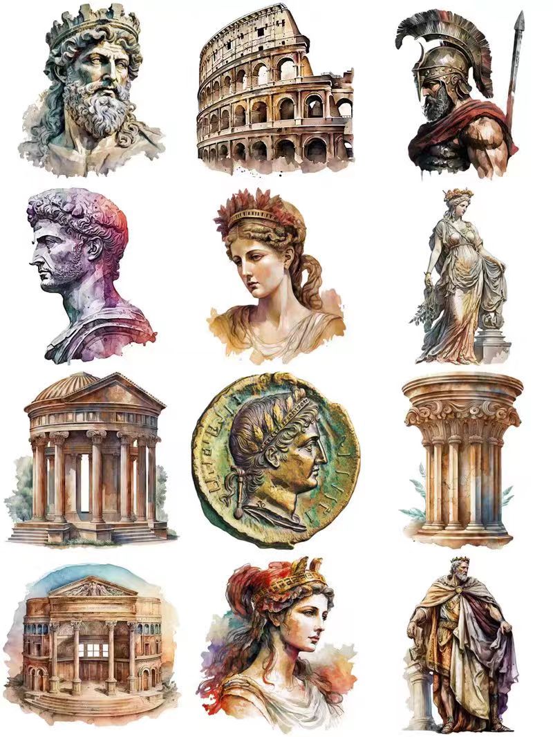 Retro Statue Journal Sticker Pack