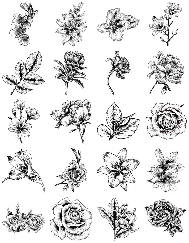 Black flower sticker packs