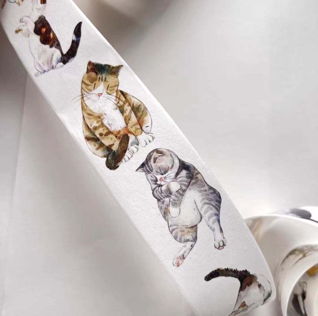 Journal Tape (hand drawn cat）6 meters/roll