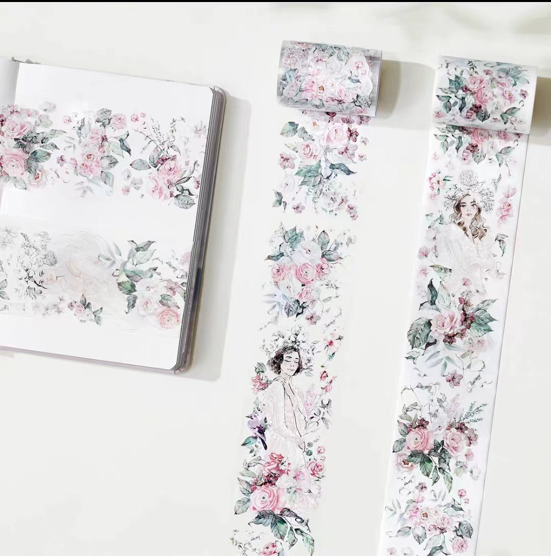 Journal Tape (flowers and girl) 5 meters/roll