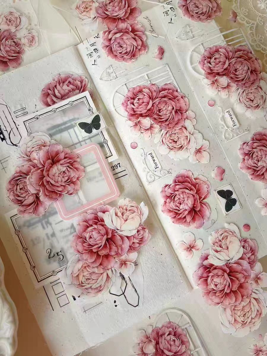 Journal Tape (pink peony）6 meters/roll