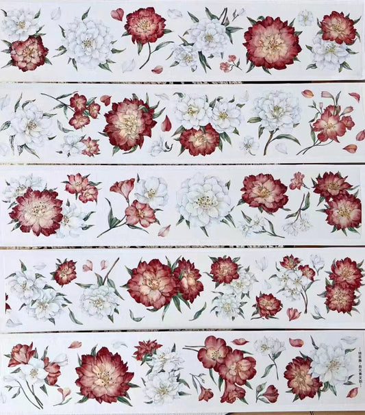 Journal tape (red and white flower) 6 meters/roll