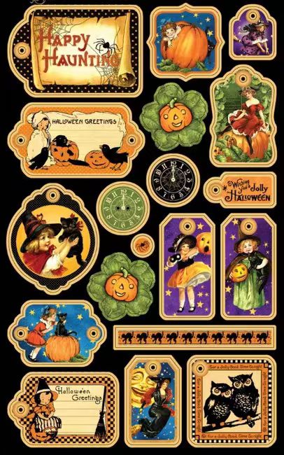 Autumn Halloween Dark Mystique journal supplies (stickers)