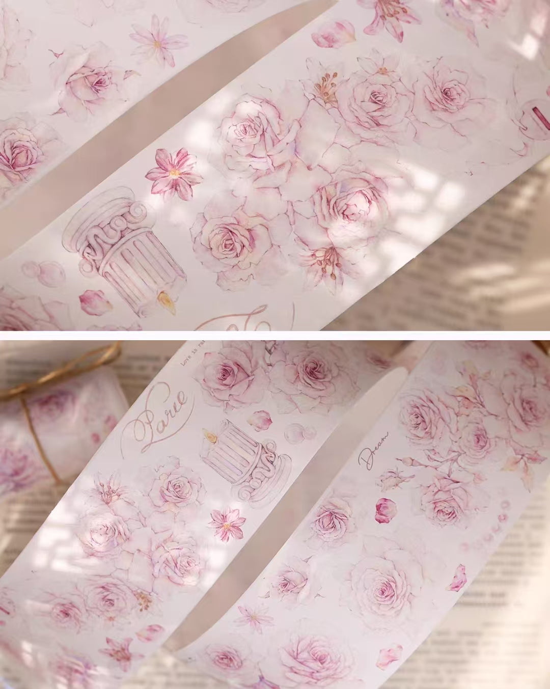 Journal tape (Pink rose) 6 meters/roll