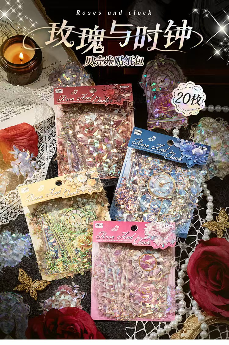 Journal sticker packs (Rose and clock) 20pcs/pack