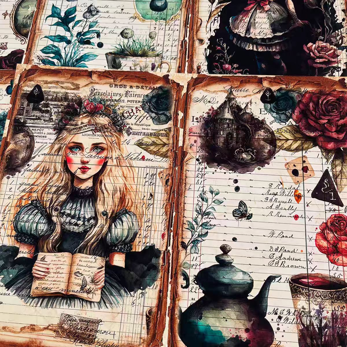 Journal paper packs (Dark Fairy Tale Alice) 4pcs (26*20cm)