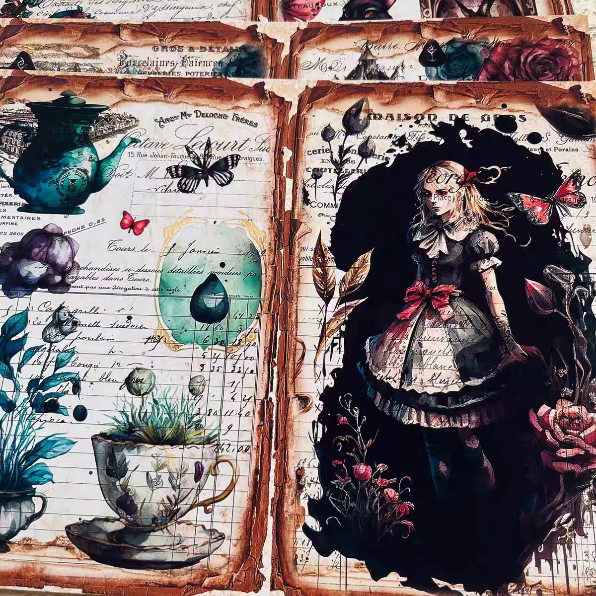 Journal paper packs (Dark Fairy Tale Alice) 4pcs (26*20cm)