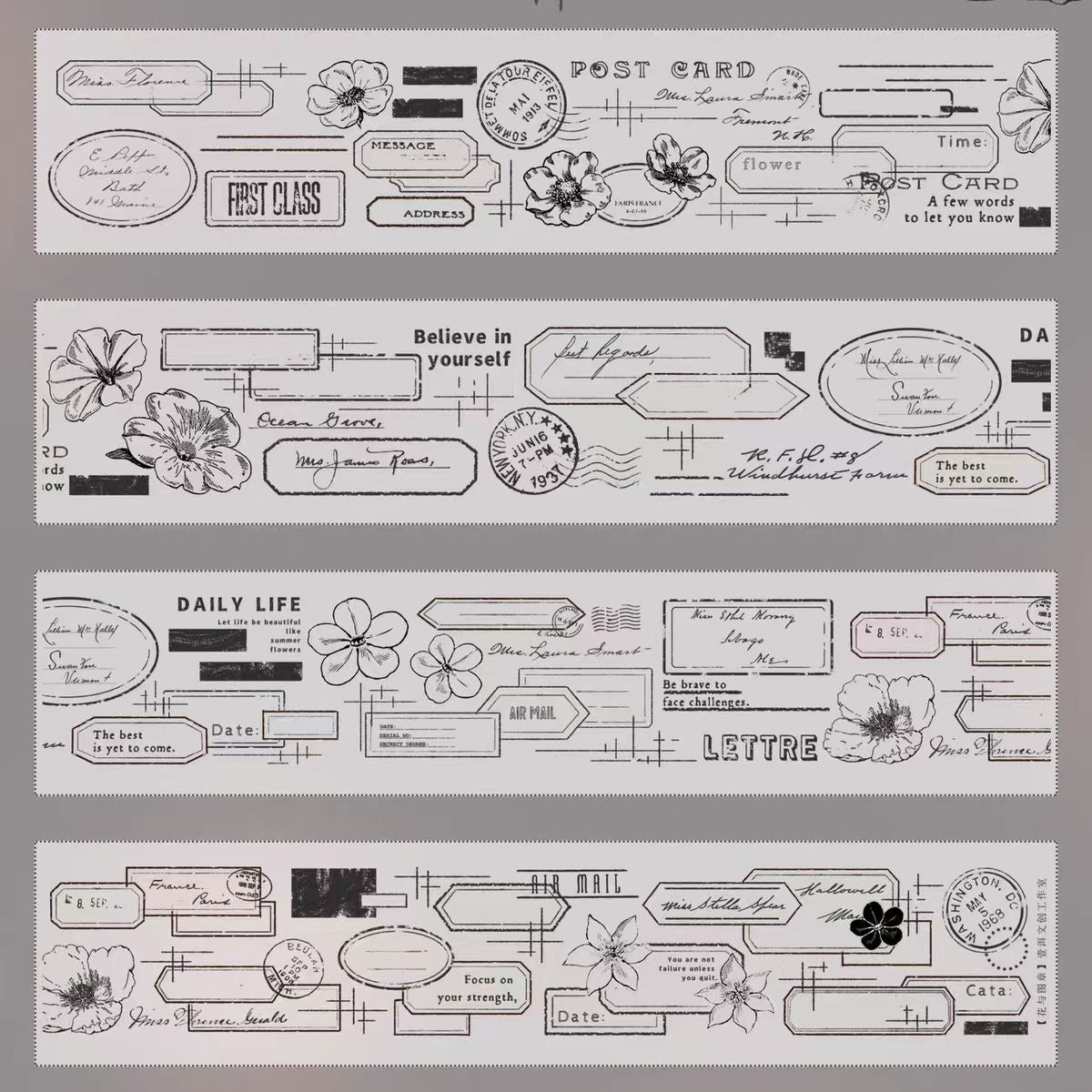 Journal tape (Flowers and seals) 5m/roll