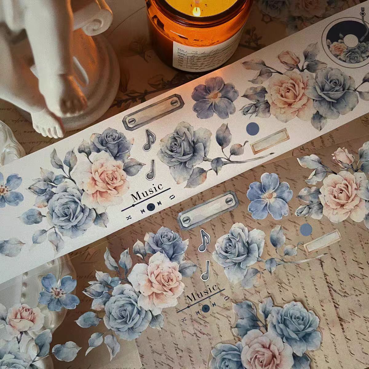 Journal tape (Blue flower) 6 meters/roll