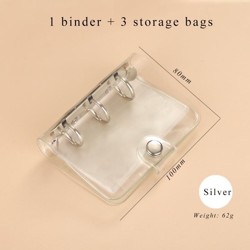 Cute Transparent 3 Ring Mini Loose-leaf Notebook Student Portable Hand Book Ring Binder Kawaii School Supplies Stationery