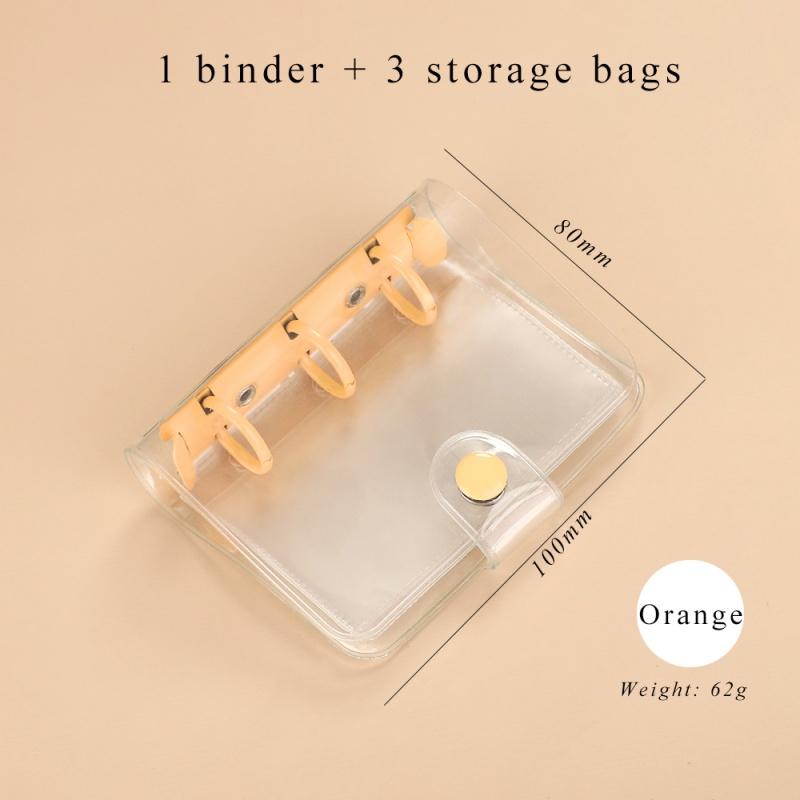 Cute Transparent 3 Ring Mini Loose-leaf Notebook Student Portable Hand Book Ring Binder Kawaii School Supplies Stationery