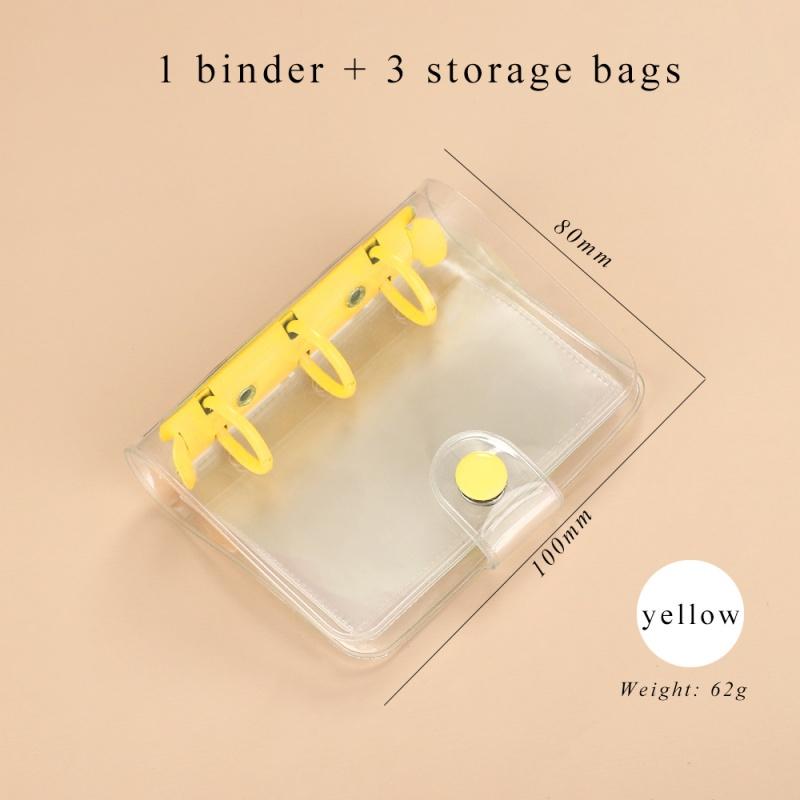 Cute Transparent 3 Ring Mini Loose-leaf Notebook Student Portable Hand Book Ring Binder Kawaii School Supplies Stationery