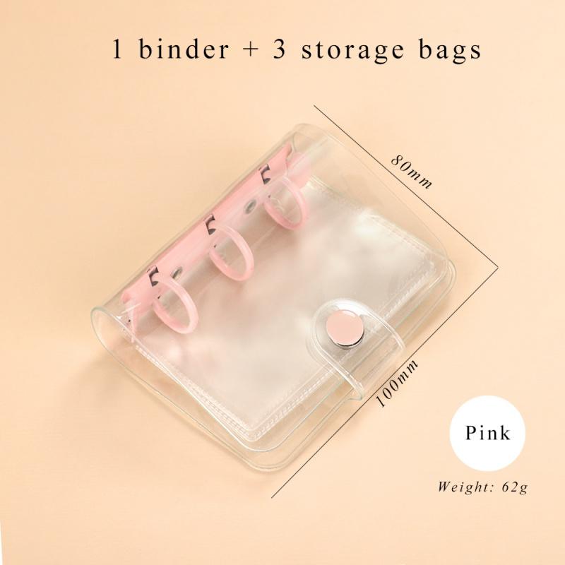 Cute Transparent 3 Ring Mini Loose-leaf Notebook Student Portable Hand Book Ring Binder Kawaii School Supplies Stationery