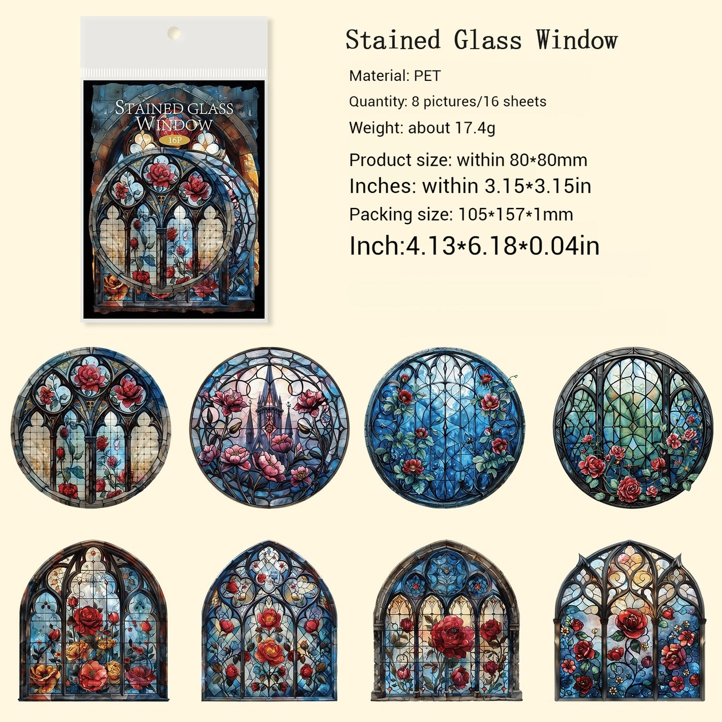 Journal Sticker Pack (Forest Series--Window of the Temple)