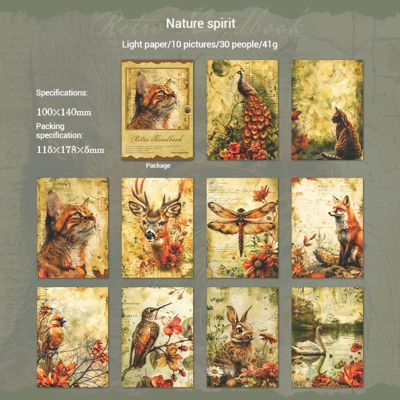 Journal Paper Pack (Vintage material paper--animals, people, scenery）