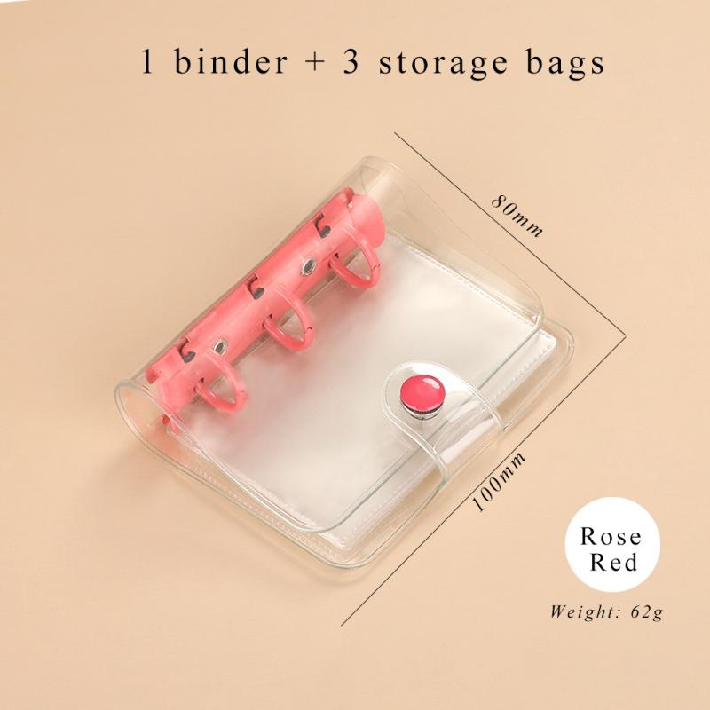 Cute Transparent 3 Ring Mini Loose-leaf Notebook Student Portable Hand Book Ring Binder Kawaii School Supplies Stationery