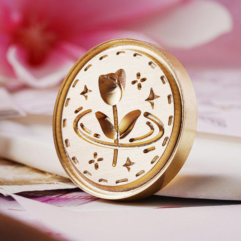 Wax stamp Seal Brass Deep Relief Tulip Rose Romantic Valentine's Day Envelope Seal