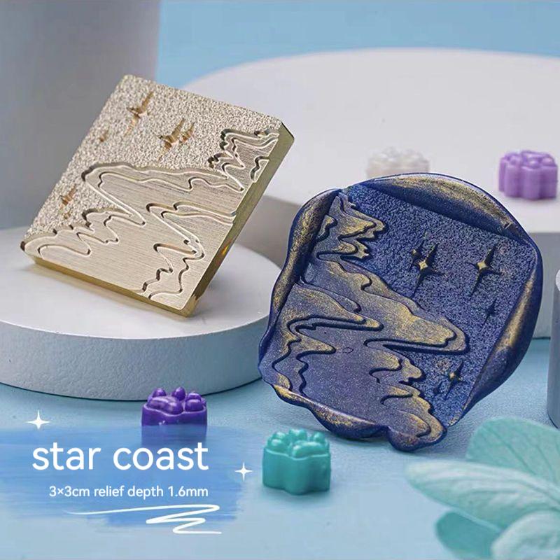 Wax Seal Head Embossed Beach Island Whale Series Frosted Student Journal DIY Decorative Wax Seal stamp