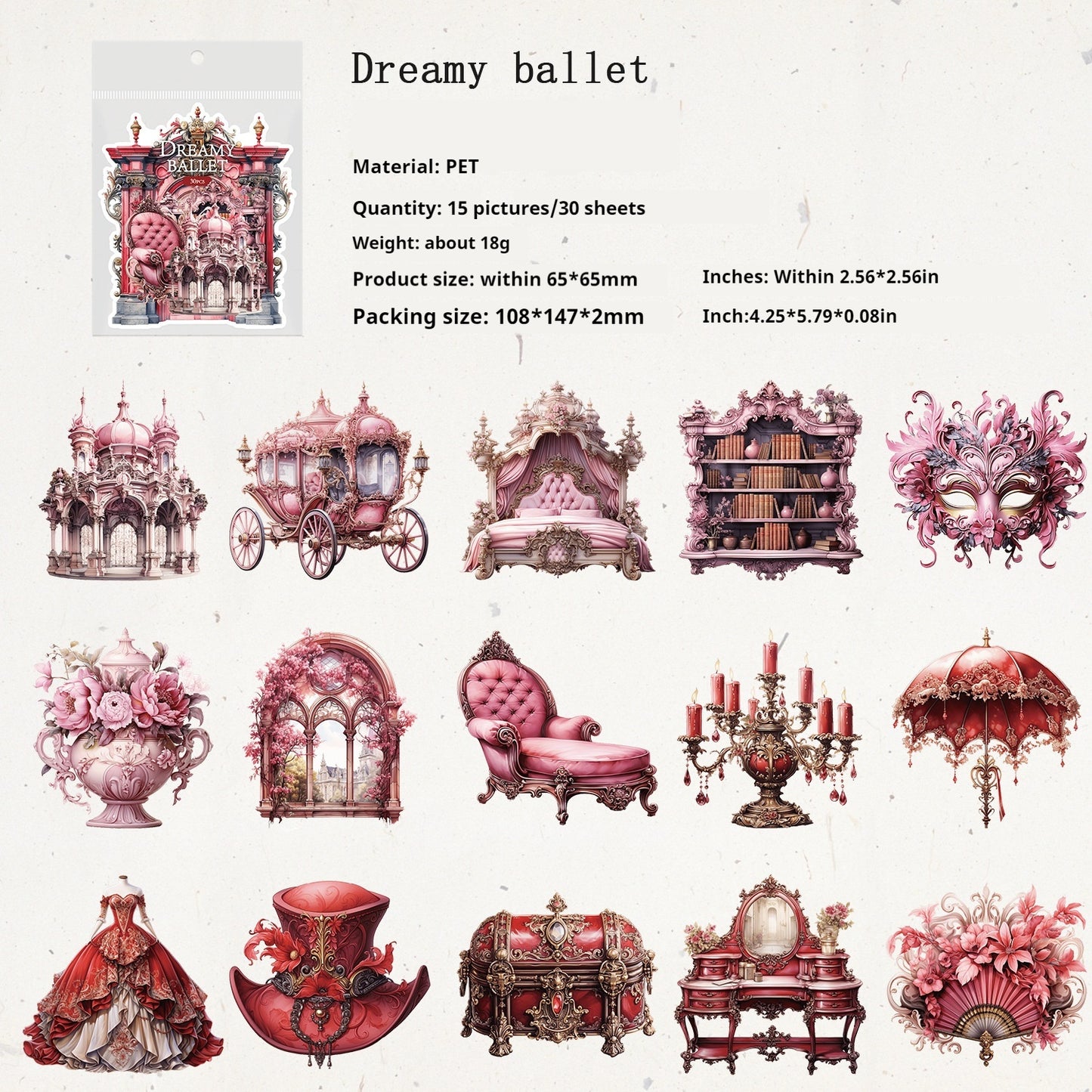 Journal sticker packs (baroque ball)