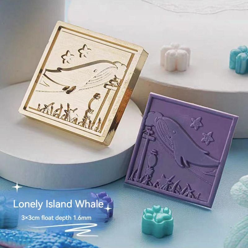 Wax Seal Head Embossed Beach Island Whale Series Frosted Student Journal DIY Decorative Wax Seal stamp