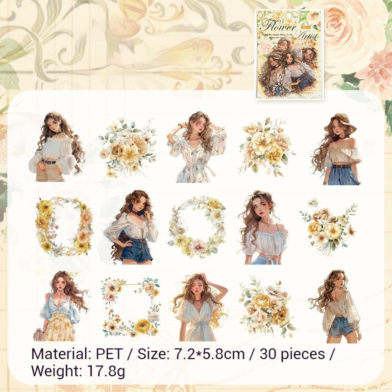 Journal sticker packs (Characters and flowers theme)