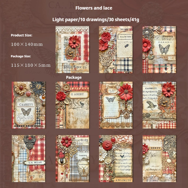 Journal Paper Packs (Plaid lace series）