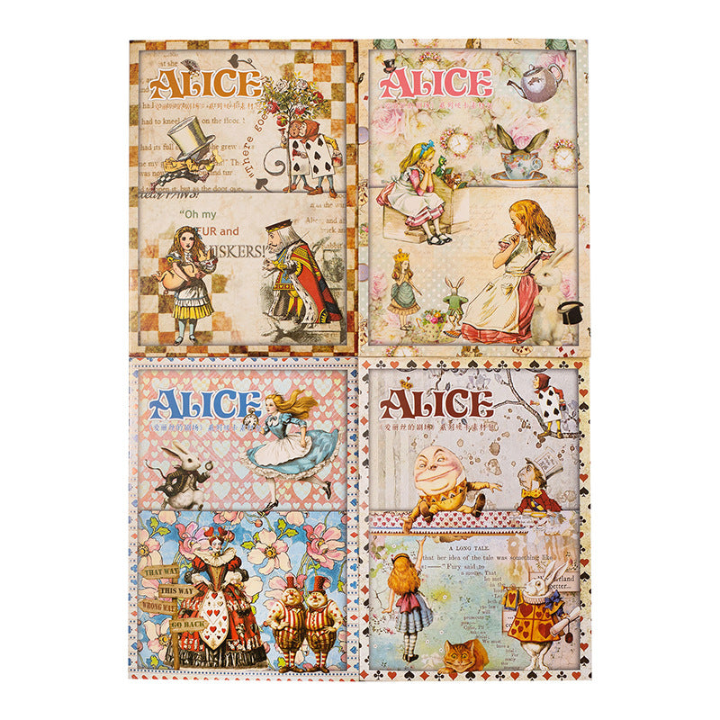 Journal Material Packs (Alice) 20pcs of Hard card stickers + 5 pcs of papers