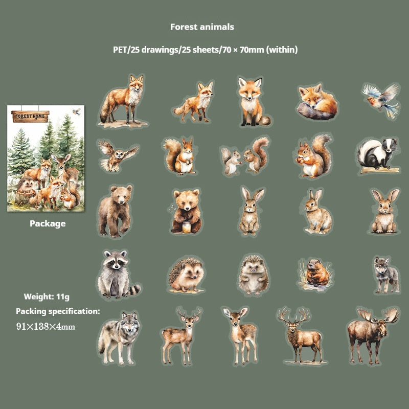 Journal sticker packs (Forest Animals Theme）