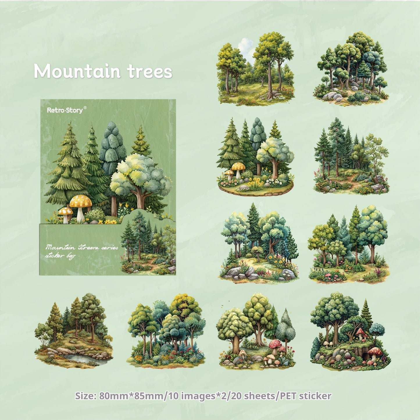 Journal sticker packs (Mountain theme）