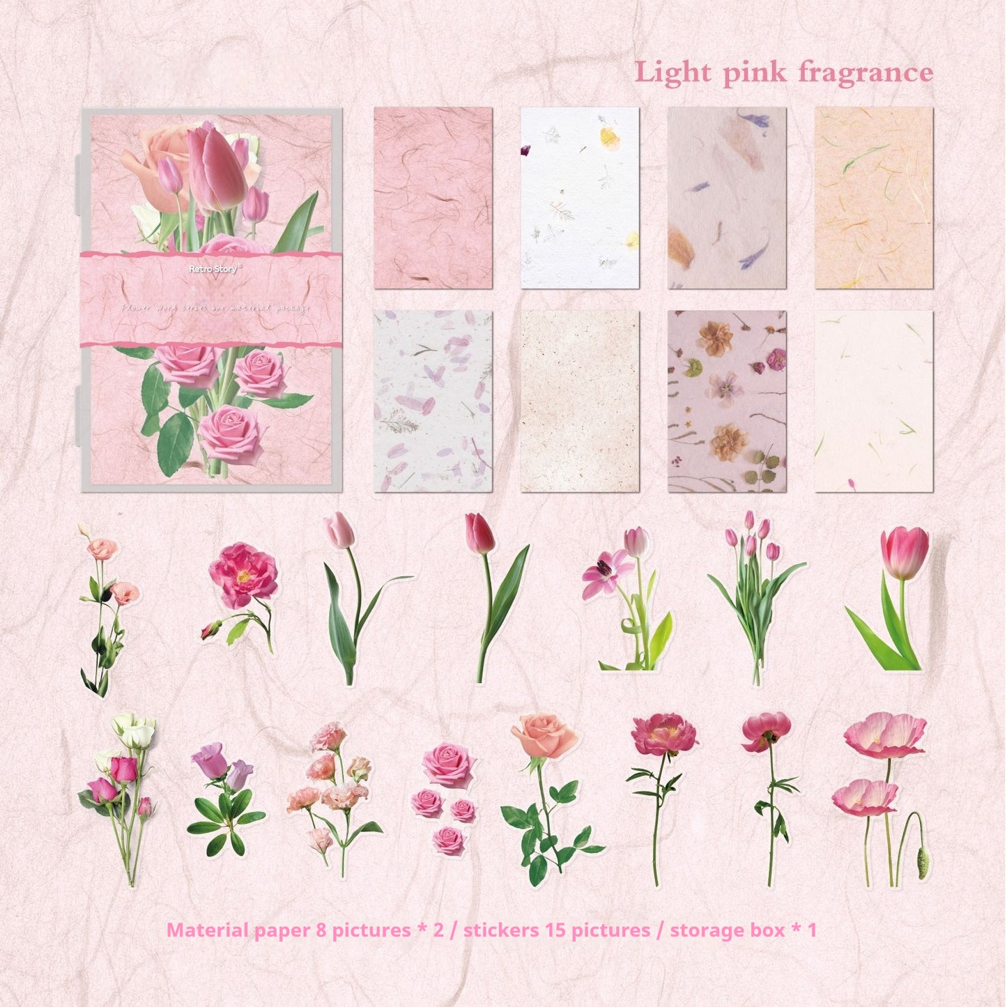 Journal material packs (flower stickers and papers)