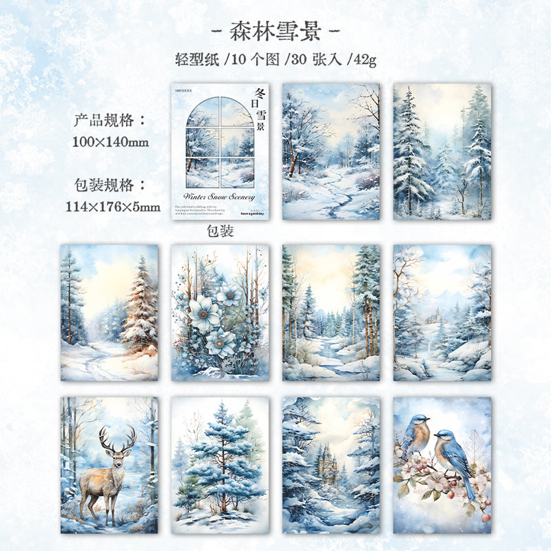 Journal paper packs (Winter) 30 sheets/pack