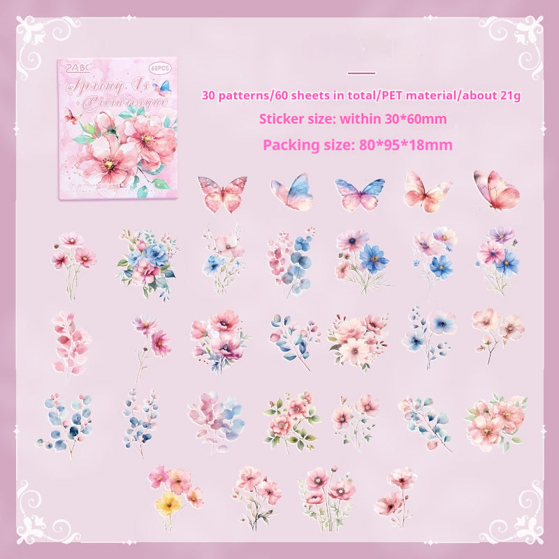 Journal sticker packs (flower) 60pcs/pack