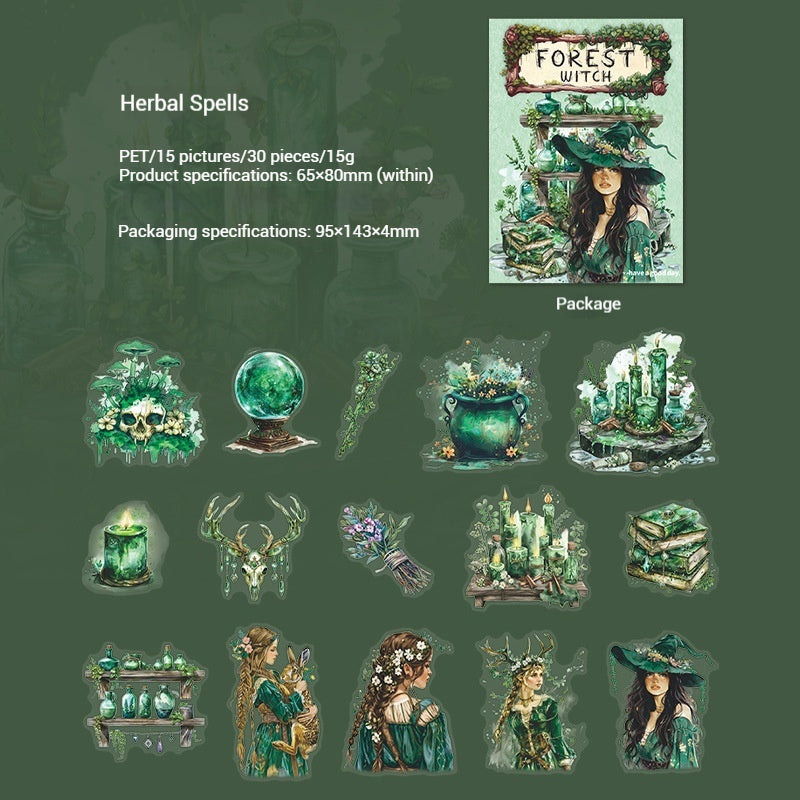 Journal sticker packs (Forest Witch）