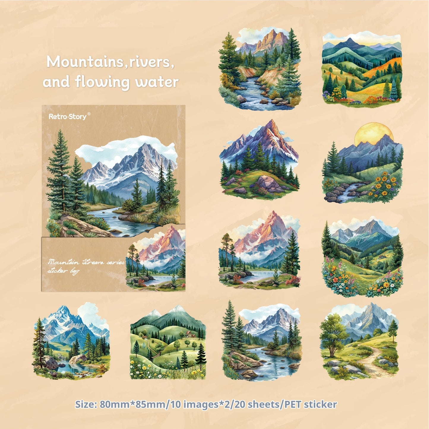 Journal sticker packs (Mountain theme）