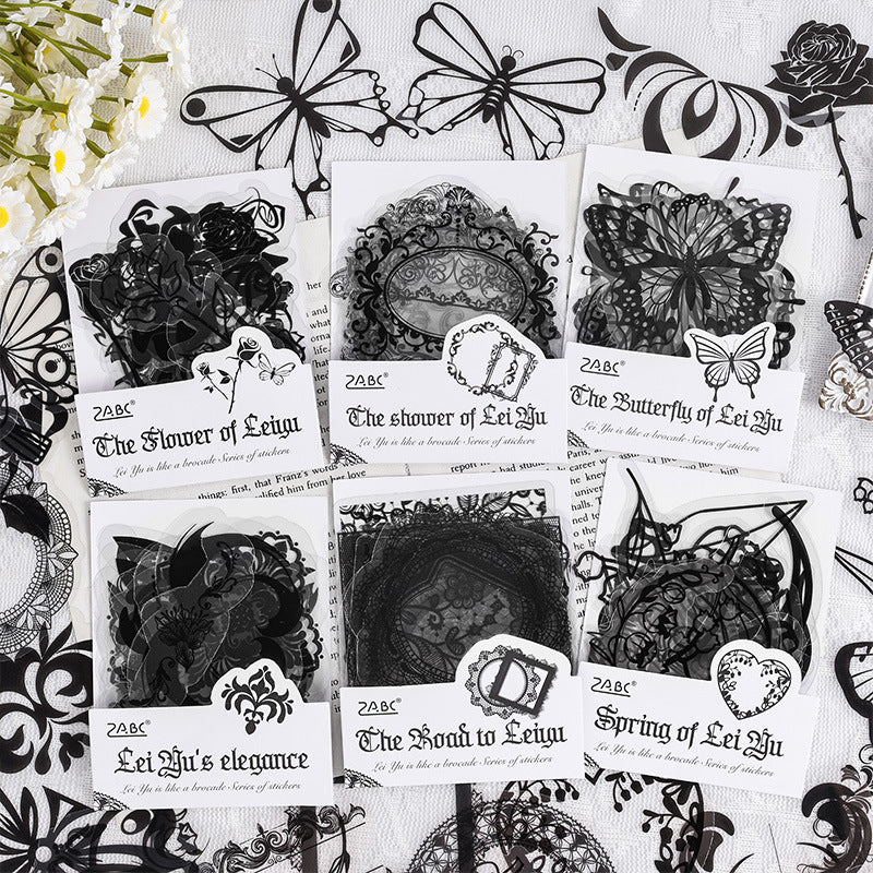 Journal sticker packs (black lace)