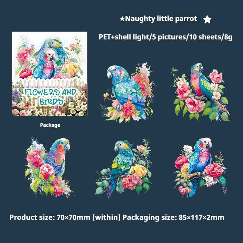 Journal sticker packs (Birds in flowers)