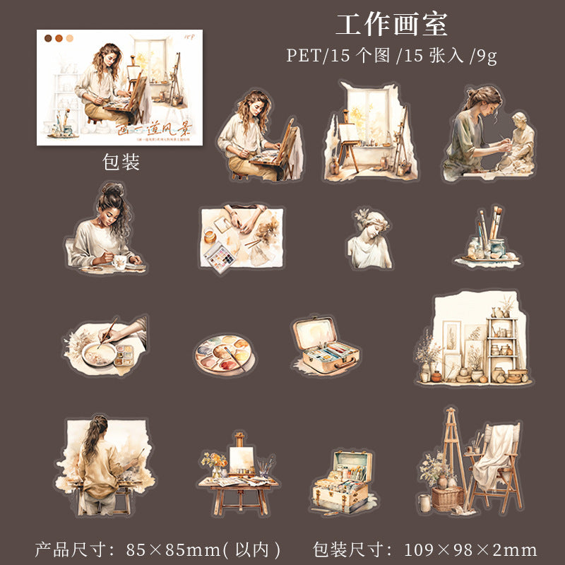 Journal sticker packs (Painting figure landscape)