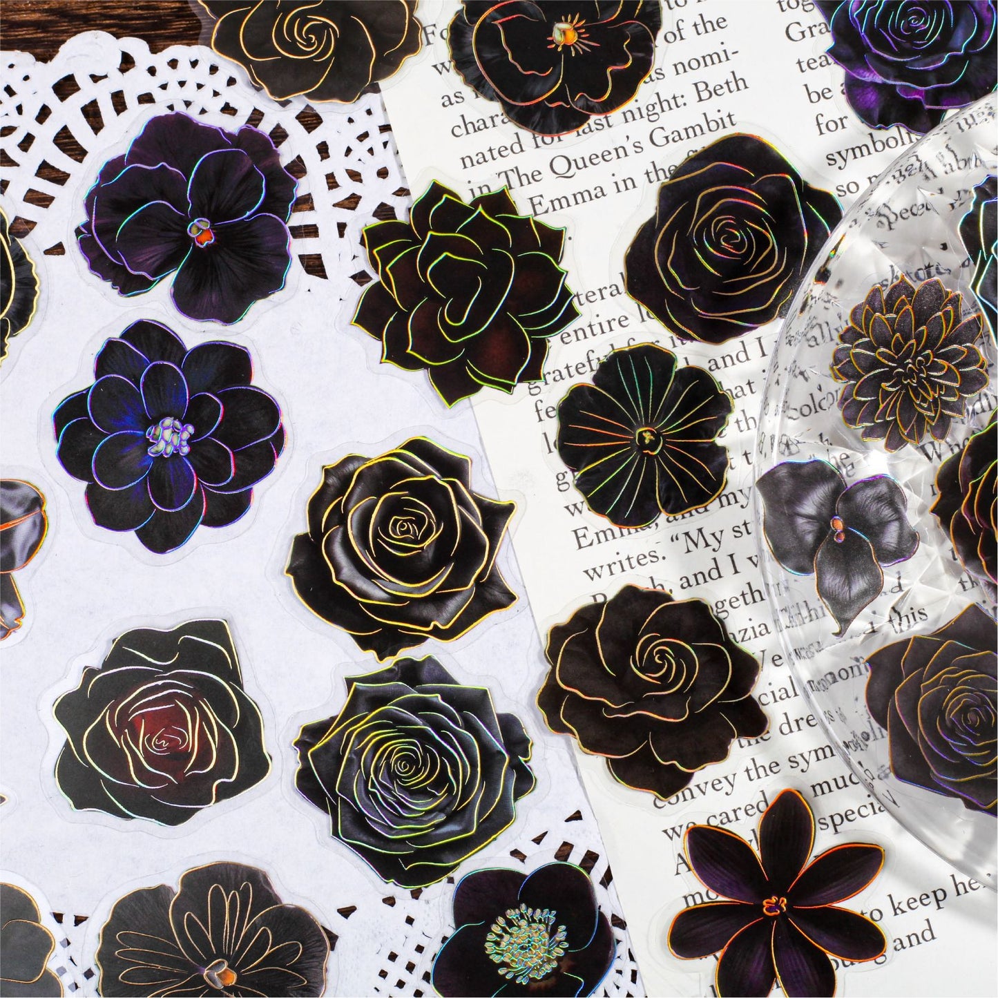 Journal PET sticker packs (Dark flower) 30pcs/pack