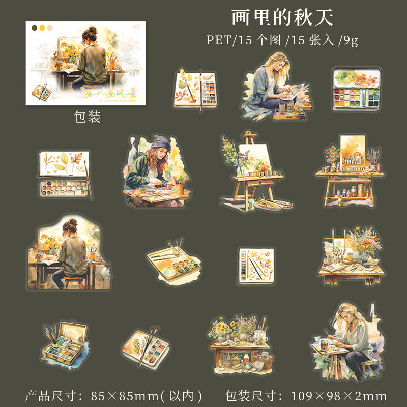 Journal sticker packs (Painting figure landscape)