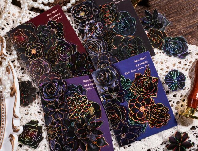 Journal PET sticker packs (Dark flower) 30pcs/pack