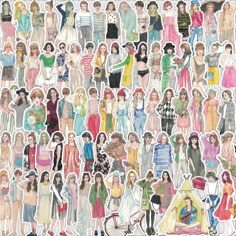 New Girl Character Fashion Wear Series Hand Ledger Sticker Diary Album Decorative Stickers